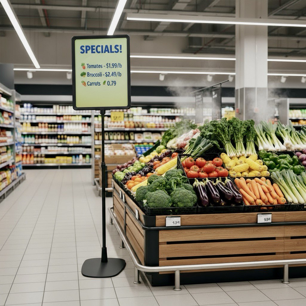 Информационная телескопическая стойка с пластиковой рамкой