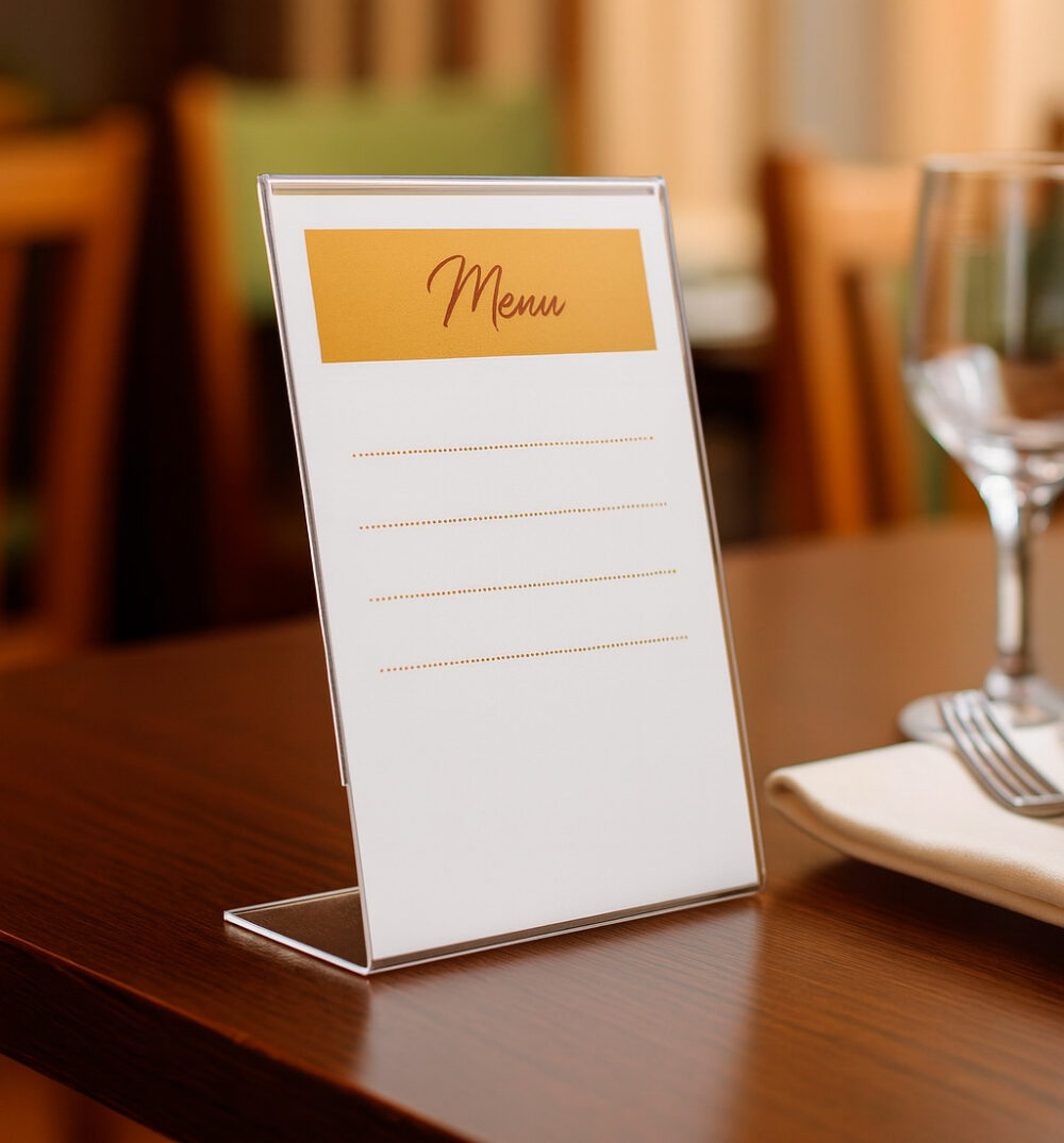 Держатель информации L образный из акрила (менюхолдер)