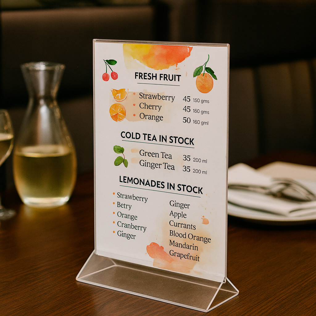 Подставка под информацию с треугольным основанием (менюхолдер) - hover